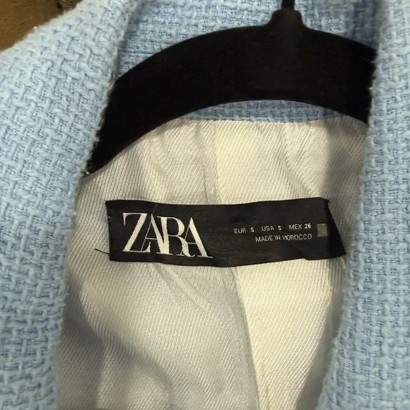 Zara Women's Light Blue Double-Breasted Blazer - Picture 2 of 4